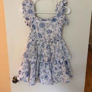 Janie and Jack Blue Floral Tiered Dress